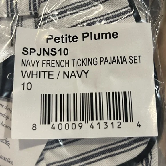 Petite Plume Navy French Ticking Cozy Cotton Blend Striped Kids Pajama Set - Picture 12 of 13